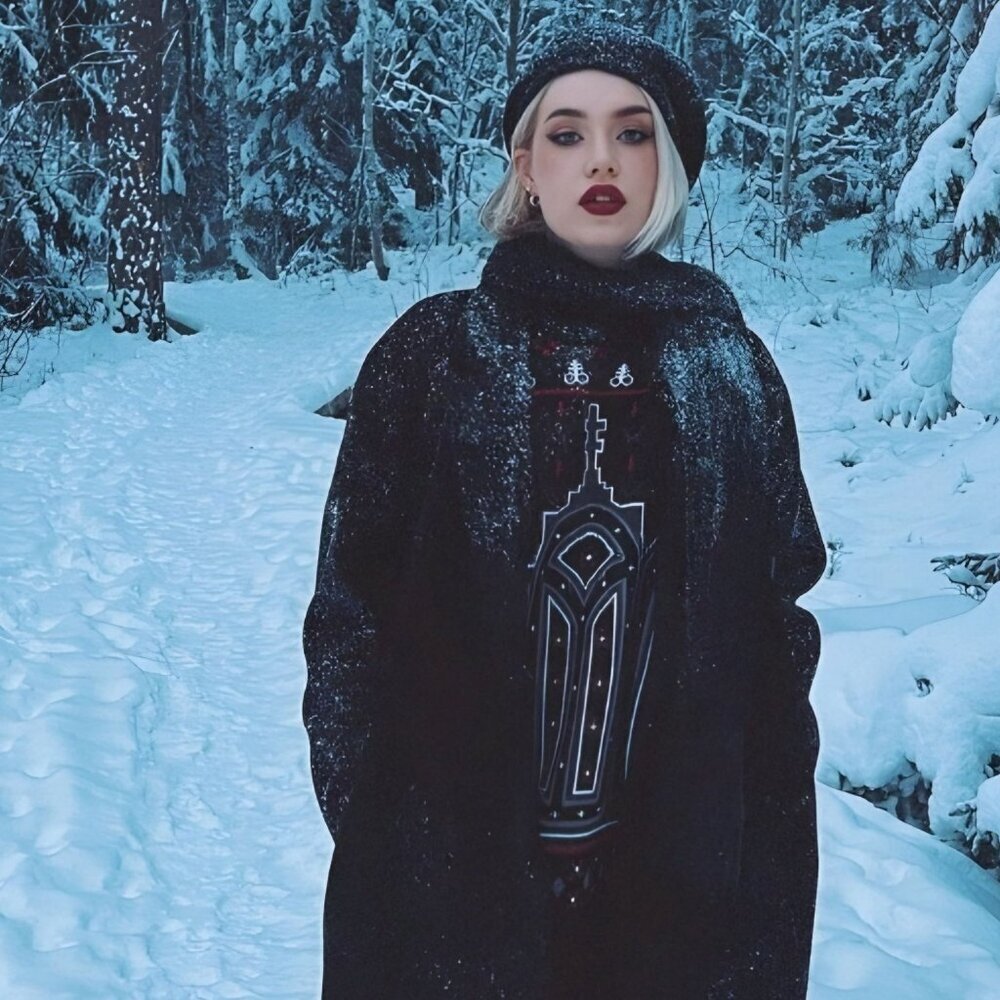 Killstar Black, Red & Gray Gothic Cathedral Knit Sweater - Picture 8 of 13
